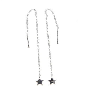 Design simples, polido, bonito estrelas charme Nova moda de acessórios de jóias de prata 925 estrela de design cadeia brinco melhor presente para a menina