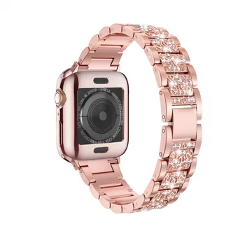 Bracelete para Apple Relógio 6 5 Bandas de 38mm de 44mm de Metal de Diamante com Pulseira Compatível para o Iwatch Pulseira de 40mm 42mm Série 5 4 3 2 1