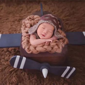 Bebê Infantil Criança Macio Crochê de Malha Chapéu Com Óculos de Aviador E de inspiração do Recém-nascido Fotografia Adereços de Bebê, Roupas de Fotografia