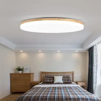 Nordic Madeira LED Luzes do Teto ultra fino 5cm Lâmpada do Teto para a Sala de estar e Quarto a Luz de Teto Redondo/Quadrado Lustre Teto