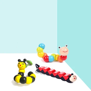 Madeira Worm quebra-Cabeças Educativos Brinquedos Brinquedos de Madeira Puzzle 3D Crianças Portátil Brinquedo de Madeira Coloridas Dedos Jogo Montessori Presente