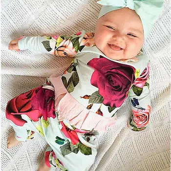AA Flor de Menina Roupas de Bebê Recém-nascido Criança Manga Longa com Capuz Top Camisa Calça 2pcs Roupa k Giyim Conjunto de Roupas