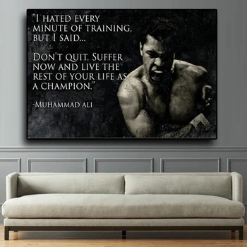Muhammad Ali Motivacional Citação De Parede Imagens De Arte Da Lona Da Pintura Nórdica Inspiradora Do Esporte Cartazes Imprime Cuadros A Decoração Home