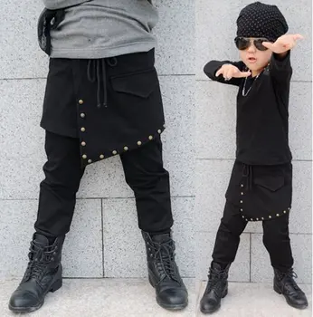 Nova Moda de Roupas infantis Harém Dança Hip Hop Calça com Painéis Emendados Skinny, calças de Moletom crianças Punk esportes calças