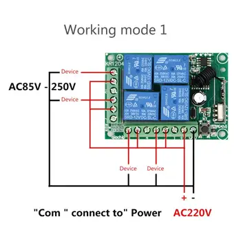 Angry monkey 433Mhz Universal sem Fio Interruptor de Controle Remoto C.A. 85V ~ 250V 220V 4 Canais de Retransmissão de Módulo Receptor e Controle de RF
