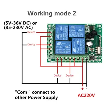 Angry monkey 433Mhz Universal sem Fio Interruptor de Controle Remoto C.A. 85V ~ 250V 220V 4 Canais de Retransmissão de Módulo Receptor e Controle de RF