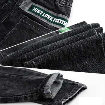 2020 Primavera, Outono Filhos de Moda de Calças Jeans Meninos Adolescentes Calças Jeans Casual Carta de Algodão Lápis Calças para Menino Jeans Escuro