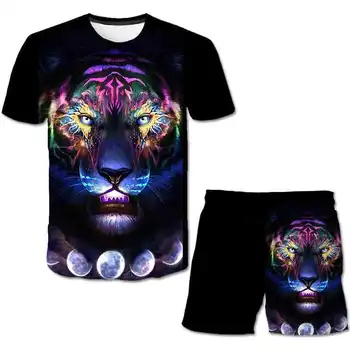 2020 Verão quente da venda O Lobo Crianças Meninos T-shirt+calça curta, Roupas de Verão 4-14 Anos de idade as Crianças Menino animal roupas terno