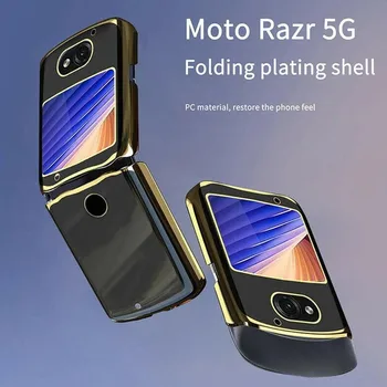 Telefone Protetora para Moto Razr 5G de Telefone Celular Rígido do PC Galvanoplastia Dobrável Caso Anti-queda Telefone Shell Tampa Traseira