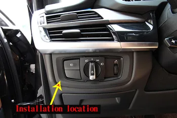 Real de Fibra de Carbono Para BMW X5 f15-2018 Carro de Farol de Luz da Lâmpada do Interruptor de Decoração Moldura Guarnição Etiqueta Auto Acessórios