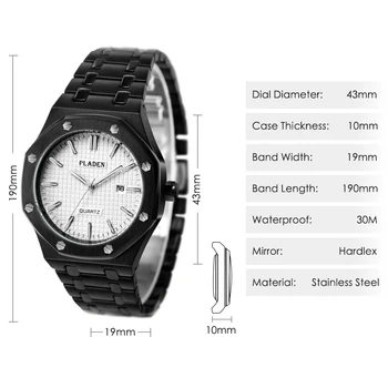PLADEN 2020 Nova Moda dos Homens Relógios de Quartzo Impermeável Auto Data Ponteiro Luminoso do relógio de Pulso de Presente Para o Marido Orologio Uomo Pp