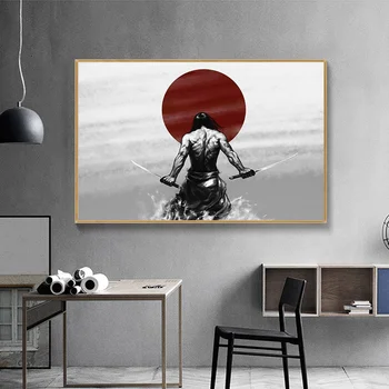 Samurai japonês Pintura de Parede Moderno Pinturas em Tela, Pôsteres e Impressões de Arte de Parede de Imagem para a Sala de Decoração de Casa