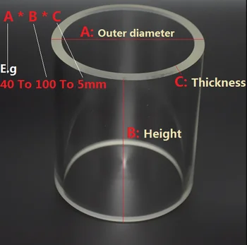 Vidro de borosilicato coluna de vidro de Borosilicato de tubo, Altura de 200mm, Espessura de 5mm ou 7mm ou 10mm