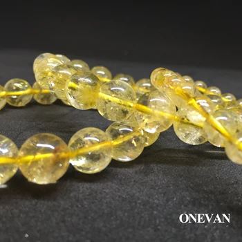 ONEVAN Amarelo Natural de Quartzo Citrino Cristal Grânulos de Pedra Charme Pulseiras de Holograma de Jóias que faz Parte Pulseras Presente Para Mulheres