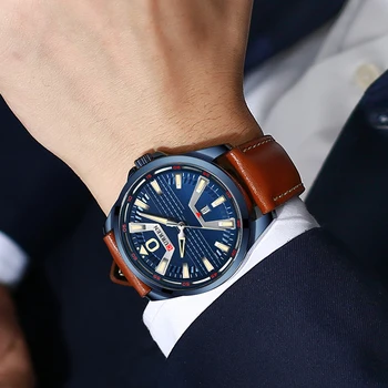 High-end da marca CURRN grade de design relógio masculino, negócios correia do relógio, quartzo impermeável relógio masculino com calendário