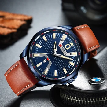 High-end da marca CURRN grade de design relógio masculino, negócios correia do relógio, quartzo impermeável relógio masculino com calendário
