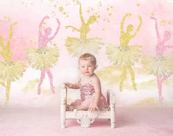 Ballet pano de fundo bebê recém-nascido banho de glitter Dançarina estrela de ouro de fundo para a foto studio festa de aniversário, decoração de chão de vinil