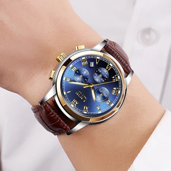 LIGE Relógio Masculino Homens Relógios de Luxo Famosa Marca de Moda masculina Casual, Vestido de Couro Relógio Militar de Quartzo de Pulso