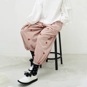 Imakokoni original cor-de-rosa casual calças femininas outono de cintura alta era magro e alto calças de harém