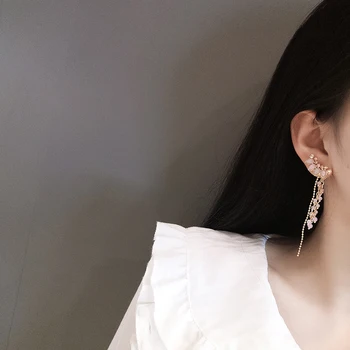 O coreano Moderno Longo de Cristal Brilhante de Borla Dangle Brincos de Mulheres Garota Brincos Encantadores para as Férias de Verão de Presente