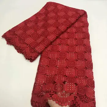Africana guipure cabo de laço em tecido de alta qualidade suíça em voile de rendas de moda bordado francês net laço de tecido com pedras