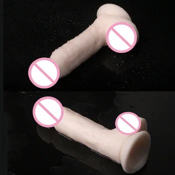 Vibrador Em Silicone Macio Ventosa Realista Pênis Artificial Real Dildos Para As Mulheres Falso Pau Mulher Masturbador Os Brinquedos Sexuais