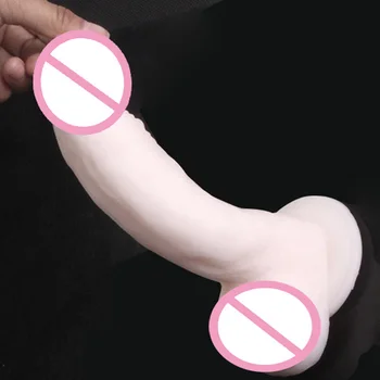 Vibrador Em Silicone Macio Ventosa Realista Pênis Artificial Real Dildos Para As Mulheres Falso Pau Mulher Masturbador Os Brinquedos Sexuais