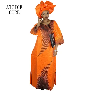 Africana vestidos para a mulher bazin riche de design de bordado vestido longo LA098