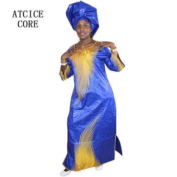 Africana vestidos para a mulher bazin riche de design de bordado vestido longo LA098