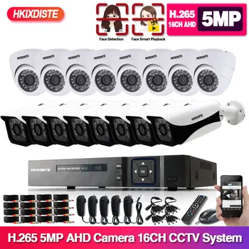 H. 265 16CH AHD 5mp Kit DVR 16 canais DVR HD 5MP 1920P Exterior Impermeável do CCTV Sistema de Câmera de Segurança Kit de Vigilância de Vídeo