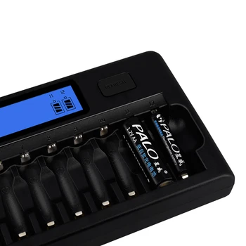 PALO 12 slots Inteligente Rápido Display LCD Carregador de Bateria Para AA AAA NI-MH, NI-CD baterias Recarregáveis Uso Com Carregador de Carro