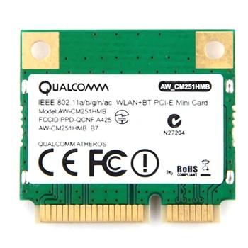 Dupla Banda Atheros wi-Fi Bluetooth Cartão de 433Mbps Qualcomm AW-CM251HMB 802.11 a/b/g/n/ac 2.4/5G BT 4.0 sem Fios Mini PCI-E Wlan