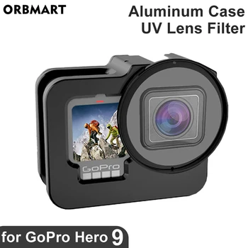 CNC caixa de Alumínio para GoPro Hero 9 de Black Metal Gaiola Protetora do Quadro com a Lente UV Filtro para Ir Pro Hero9 Acessórios