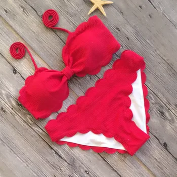 Biquini Maiô Mulheres Sexy-de-Rosa Preto Vermelho de Renda trajes de Banho roupa de Banho para moda praia Praia de Cintura Baixa Biquini 2019