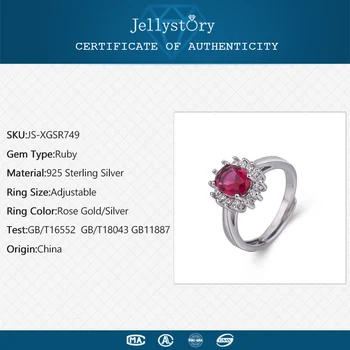 Jellystory da forma 925 Jóias de Prata com um Anel de Rubi Pedras preciosas, Anéis para as Mulheres, a Festa de Casamento de Dom Atacado Ajustável em Ouro Rosa