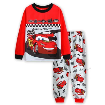 Carros Disney Pijamas para Crianças Pijamas de Duas peças de Seção Fina de manga comprida, Calças de desenhos animados para Crianças, Serviço de Casa de Pijama