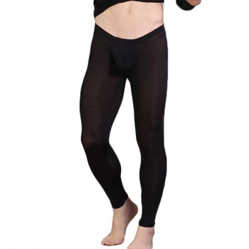 Mens Casa Fina Calça Sexy Moda Preto Bodywear Super Macio Casual Plus Size Respirável Calças De Yoga Jogger Skinny, Leggings