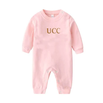 Novo 2021 summe de moda de estilo de Letra de bebê, roupas de Branco rosa verde de algodão de manga Longa bebê recém-nascido meninas Romper 0-24 meses