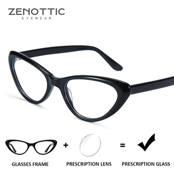 ZENOTTIC de Óculos de grau Retro Mulheres Acetato de Óculos de Armação Vintage Anti Luz Azul Progressiva Óculos Mulheres BT3022