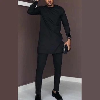 Novo 2020 moda Africana preto sólido homens calça de conjuntos de senador estilo masculino noivo se ajustar mais o tamanho do desgaste do partido Africano roupas