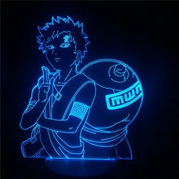 Naruto e Gaara Lampara Brinquedos Tabela de Luz Lâmpada de Cabeceira 3D Mudança de Cor LED Novidade Criativa Bonecas de Presente Anime Figura de Iluminação Noturna