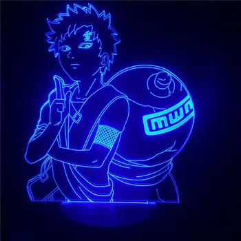 Naruto e Gaara Lampara Brinquedos Tabela de Luz Lâmpada de Cabeceira 3D Mudança de Cor LED Novidade Criativa Bonecas de Presente Anime Figura de Iluminação Noturna