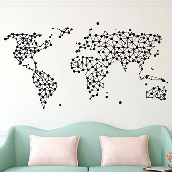 Nova Geometria do Mapa Mural de Vinil Autocolantes Para casa sala de estar, Escritório de Decoração de Quarto, Decoração de papel de Parede adesivo de parede