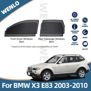 Magnético do Carro do Lado da Janela, Chapéus de Malha de Sombra Cego Para BMW X3 E83 2003-2010 Auto Viseira de Sol Cortinas