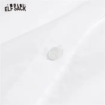 ELFSACK Sólido Branco Bordado Floral Casual Mulheres Camisas com Gola 2020 ELF Verão de Novo e Elegante Puff Manga Feminino coreano Diária Superior