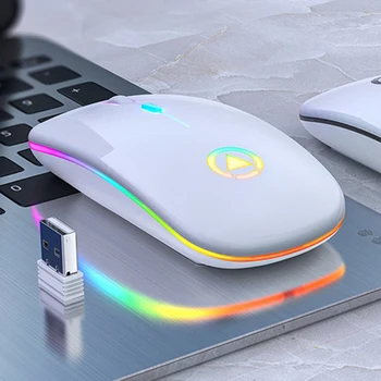 RGB Recarregável Mouse Ergonômico de 2,4 Ghz USB mouse Óptico para notebook PC Mouse sem Fio Mouse de Computador Mudo PC Mause
