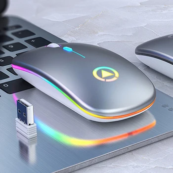 RGB Recarregável Mouse Ergonômico de 2,4 Ghz USB mouse Óptico para notebook PC Mouse sem Fio Mouse de Computador Mudo PC Mause