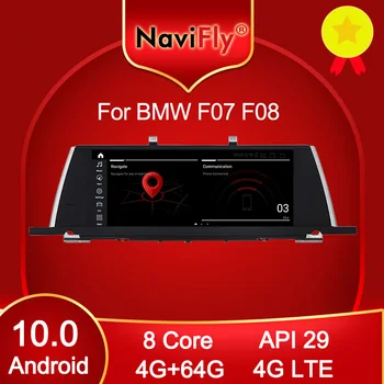 NaviFly Android De 10 de DVD do Carro do GPS Player para o BMW Série 5 GT F07 2009-2016 CIC NBT Qualcomm Snapdragon 628 4GB+64GB 8-Core LTE 4G
