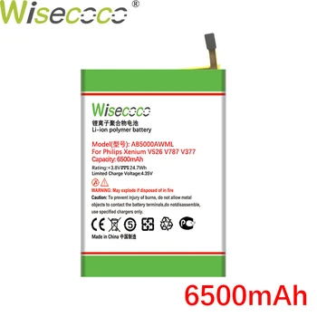 Wisecoco AB5000AWMT 6500mAh Bateria Nova Para a Philips Xenium V787 CTV787 V526 CTV526 V377 CTV377 Telefone + Número de Rastreamento