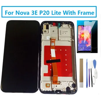 2244*1080 Preto Para Huawei Nova 3E P20 Lite Display LCD Com Sensor de Toque de Vidro do Digitalizador Assembly Com Moldura Com Kits